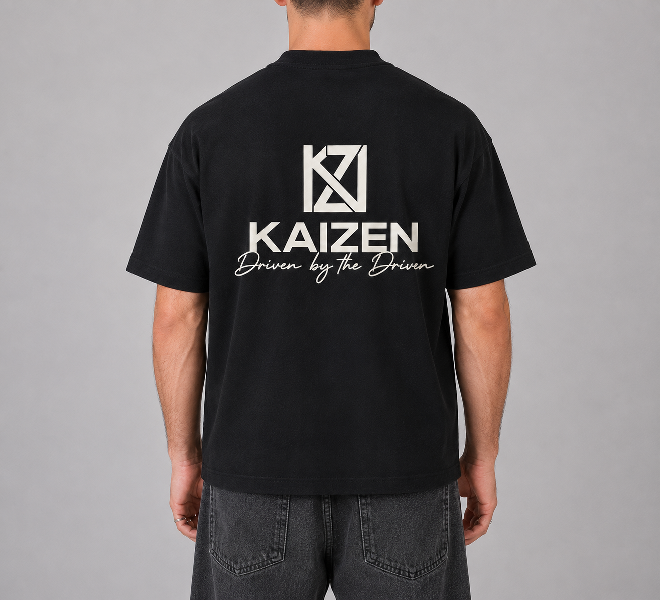 Kaizen Dual Logo Oversized Tee - Black / White