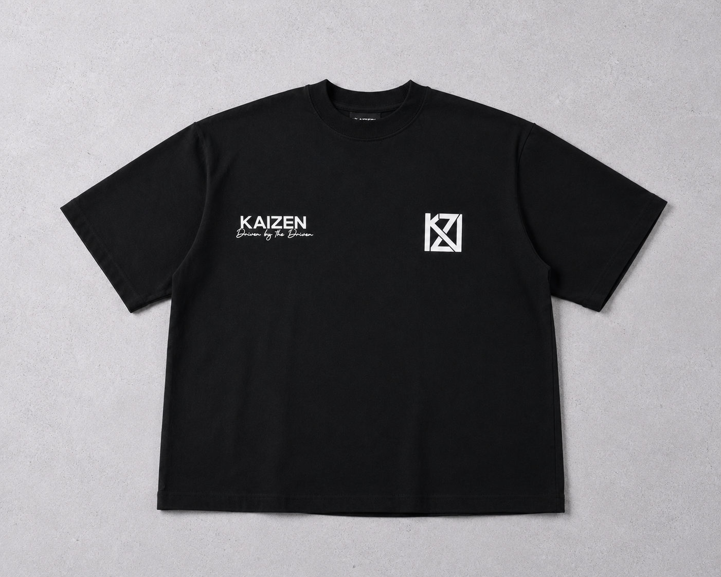 Kaizen Dual Logo Oversized Tee - Black / White