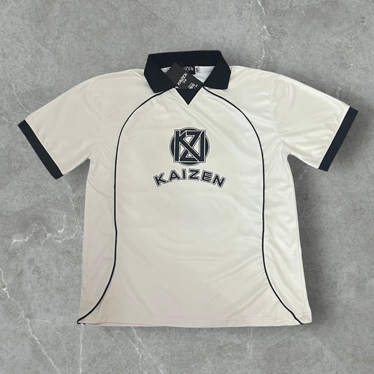 Kaizen Oversized Collared Jersey - Off White / Black
