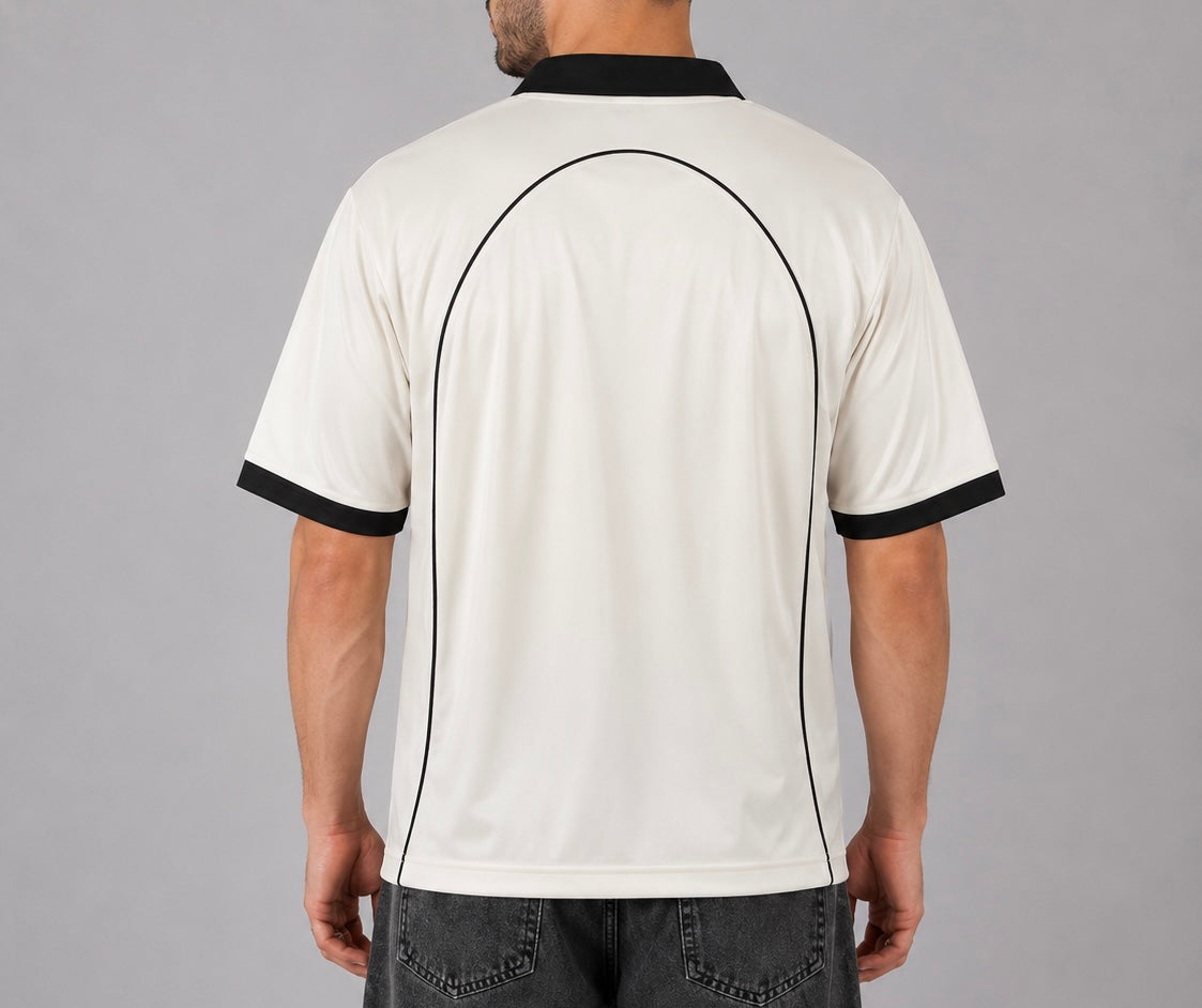 Kaizen Oversized Collared Jersey - Off White / Black