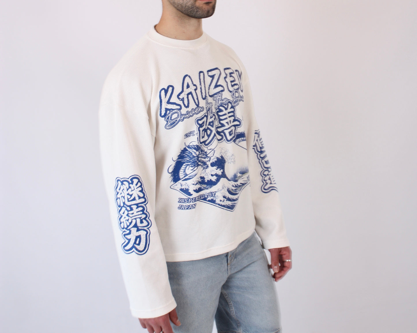 'The Great Wave' Long Sleeve Waffle Tee